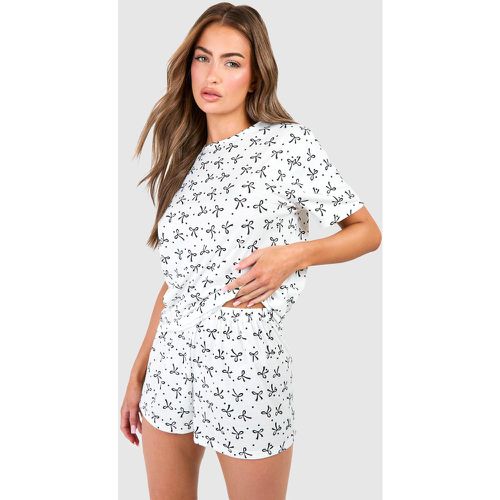 Pijama Corto Con Estampado De Lazo Monocromático - boohoo - Modalova