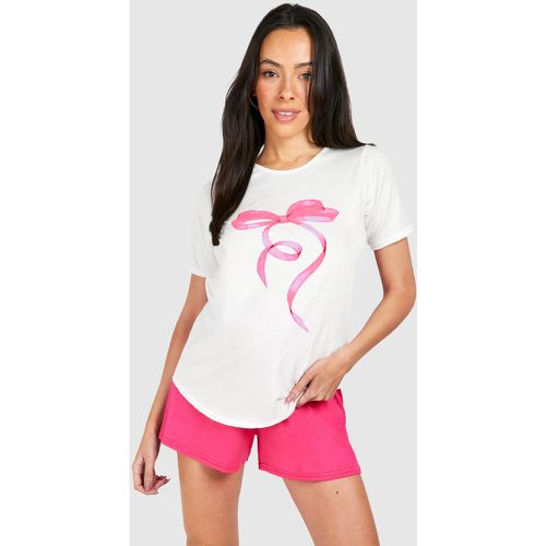 Maternity Bow Print T-shirt And Short Pyjama Set - boohoo - Modalova