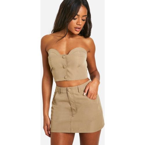 Minifalda De Tela, Beige - boohoo - Modalova