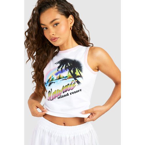 Hawaii Printed Contrast Racer Crop Vest - boohoo - Modalova