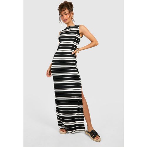 Vestido Maxi De Canalé Con Rayas Y Escote Oblicuo - boohoo - Modalova