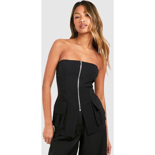 Corsetto lungo in bengalina con zip - boohoo - Modalova