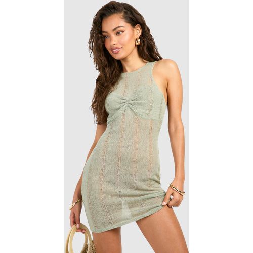 Texture Ruched Racer Neck Mini Dress - boohoo - Modalova