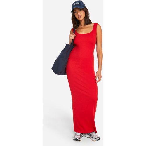 Vestito maxi Basic a coste con scollo rotondo - boohoo - Modalova