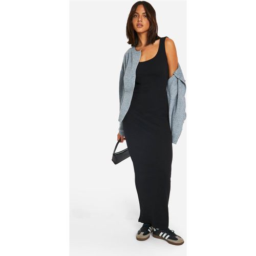 Vestito maxi Basic a coste con scollo rotondo - boohoo - Modalova