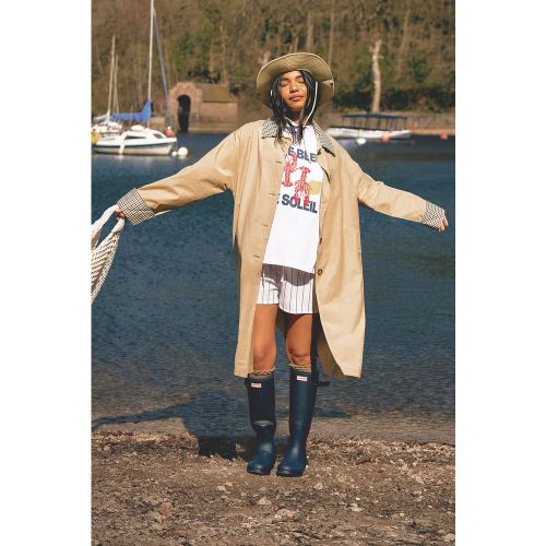 Cappotto Trench a quadri con colletto - boohoo - Modalova