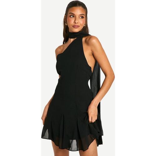 Vestido Mini De Chifón Asimétrico Con Costuras Godet - boohoo - Modalova