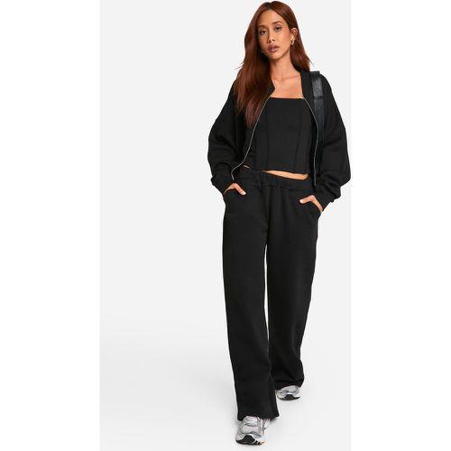 Tuta sportiva felpata Bomber in 3 pezzi con top a corsetto - boohoo - Modalova