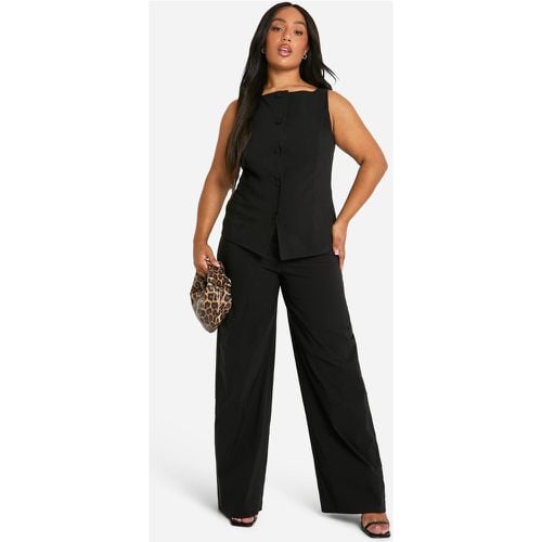 Gilet lungo Plus Size super Stretch sagomato & pantaloni a gamba ampia - boohoo - Modalova