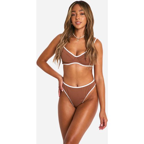 Slip bikini a coste con bordi a contrasto - boohoo - Modalova