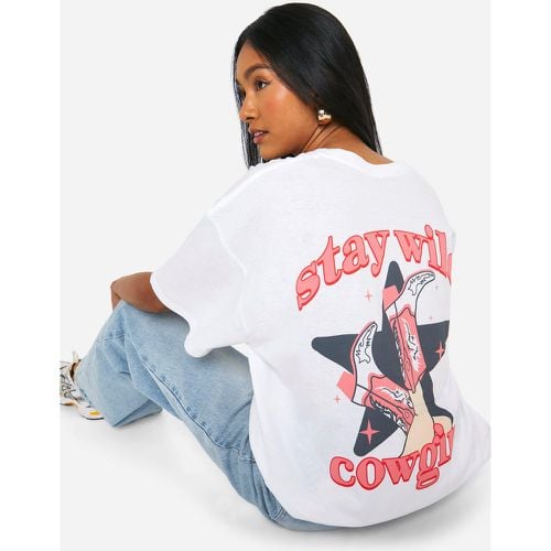 T-shirt oversize con stampa di slogan Cowgirl stile Western Stay Wild - boohoo - Modalova