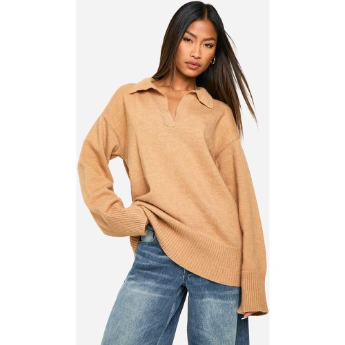 Maglione oversize in maglia Premium con colletto - boohoo - Modalova