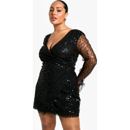 Vestito scaldacuore Plus Size con paillettes e perline - boohoo - Modalova