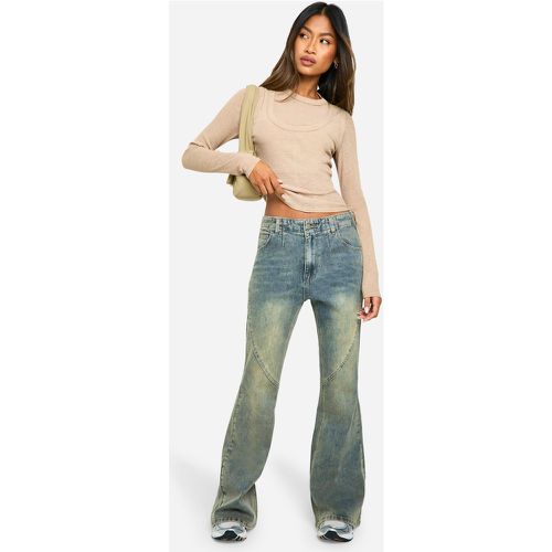 Jeans a zampa con cuciture, Azzurro - boohoo - Modalova