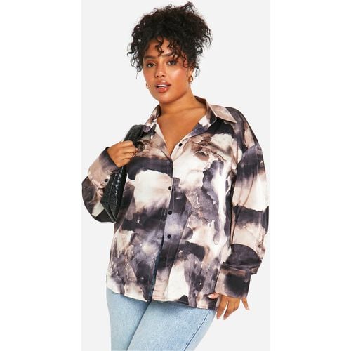 Camisa Plus Oversize Con Estampado Abstracto En Acuarela - boohoo - Modalova