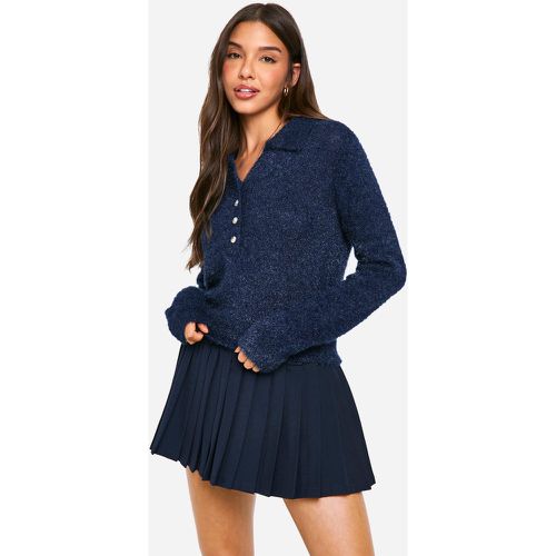 Maglione in maglia morbida con colletto e bottoni - boohoo - Modalova