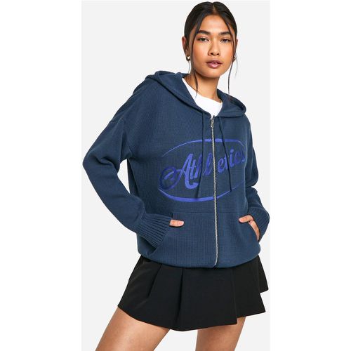 Sudadera Oversize De Punto Con Cremallera Y Bordado Athletics - boohoo - Modalova