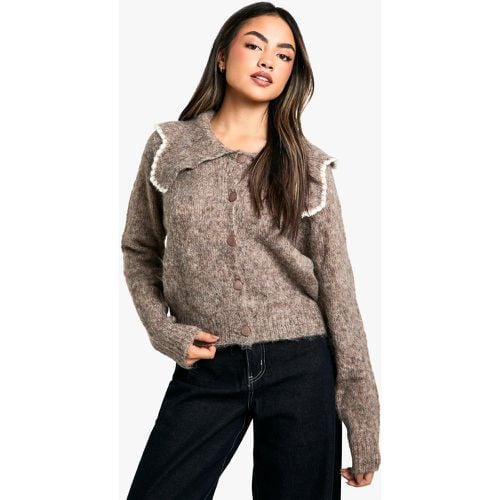 Cardigan in maglia morbida con colletto - boohoo - Modalova