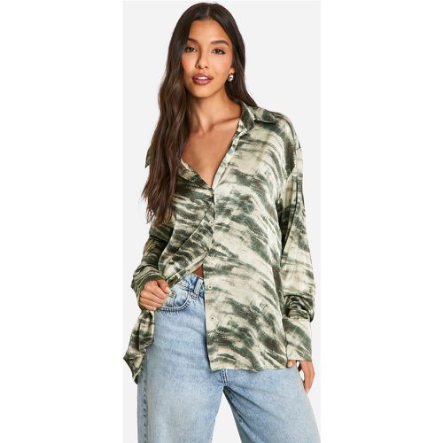 Camicia astratta sfocata, Verde - boohoo - Modalova