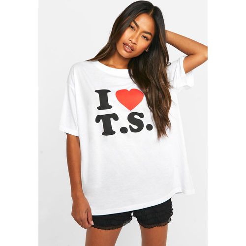 T-shirt oversize con stampa di slogan I Heart T.s - boohoo - Modalova