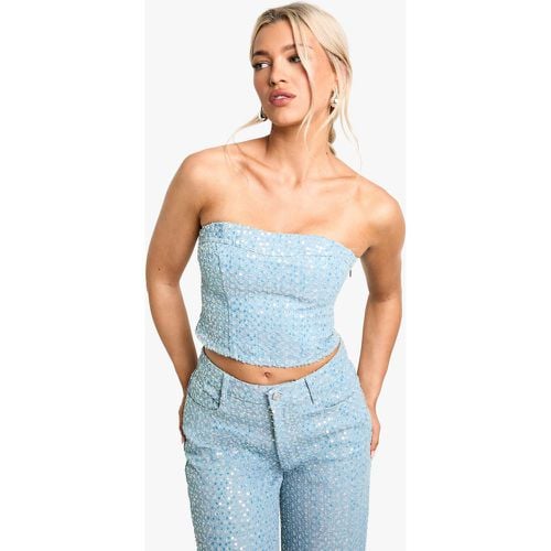 Top Estilo Corsé De Lentejuelas Desgastado - boohoo - Modalova