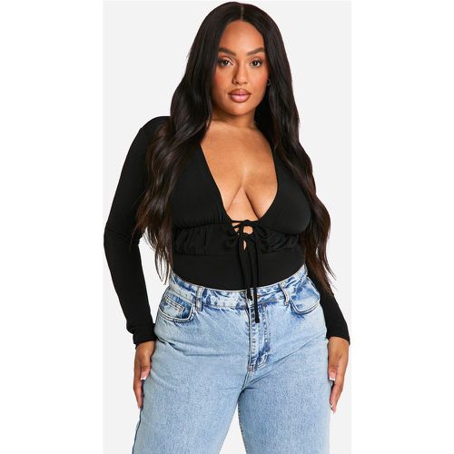 Body Plus Size su due livelli con laccetti frontali - boohoo - Modalova