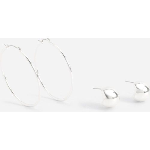 Orecchini a cerchio color argento - set di 2 paia - boohoo - Modalova