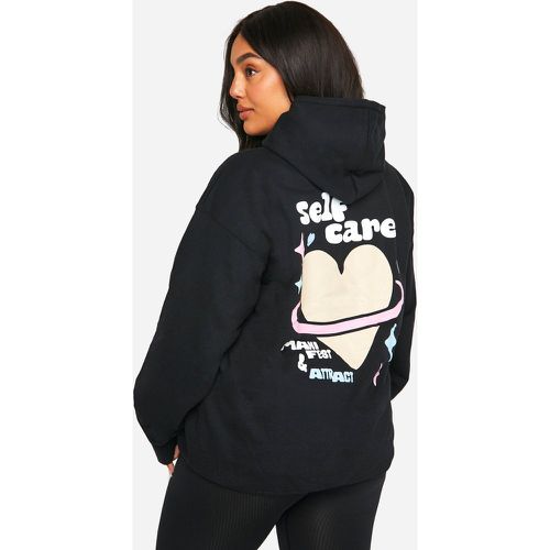 Sudadera Plus Oversize Con Capucha Y Estampado Self Care - boohoo - Modalova