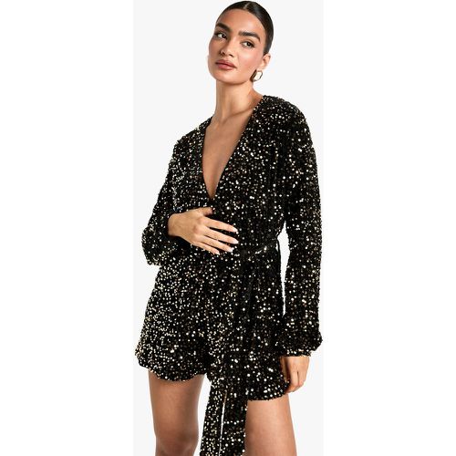 Tutina con paillettes e cintura - boohoo - Modalova