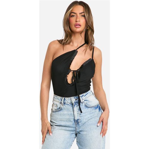 Camisola De Malla Asimétrica Con Abertura - boohoo - Modalova