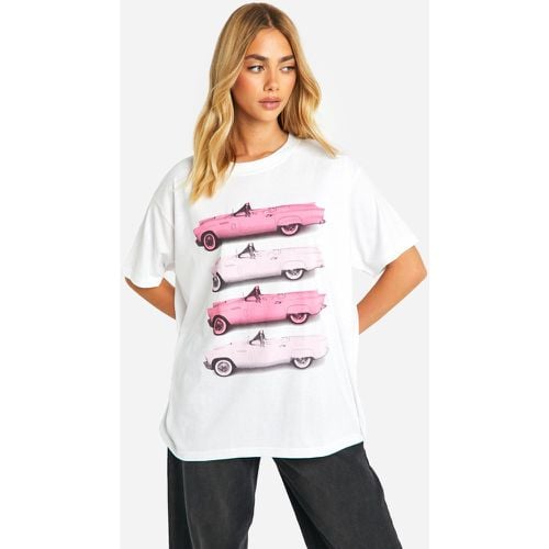 Camiseta Oversize Rosa Con Estampado De Coches - boohoo - Modalova