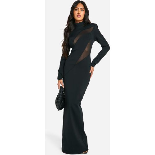 Vestido Maxi De Gasa Con Cuello Alto E Inserción De Malla - boohoo - Modalova