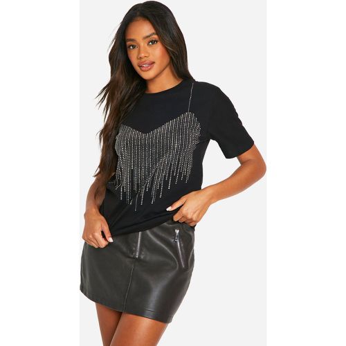 Camiseta Oversize Con Sujetador Hot Fix E Incrustaciones - boohoo - Modalova