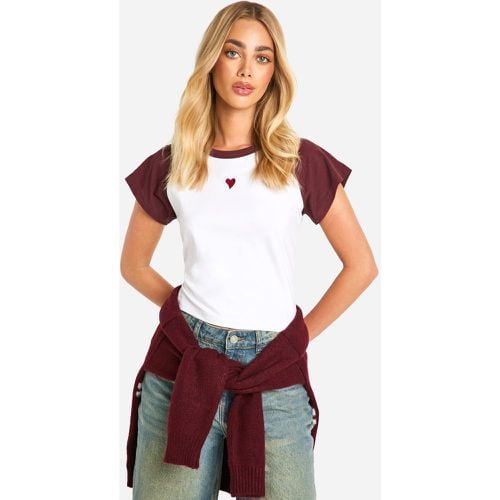 T-shirt in jersey con stampa e maniche raglan - boohoo - Modalova