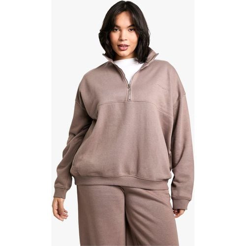 Felpa oversize con ricamo Dsgn Studio e zip corta - boohoo - Modalova