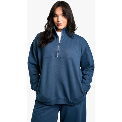 Felpa oversize con ricamo Dsgn Studio e zip corta - boohoo - Modalova