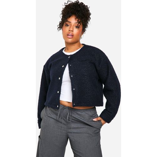 Giacca Bomber Plus Size in lana senza colletto - boohoo - Modalova