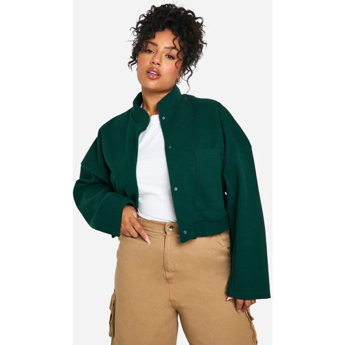 Bomber Plus Size in lana con tasche e cuciture - boohoo - Modalova