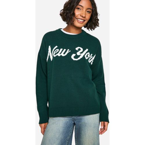 MAGLIA TALL OVERSIZE NEW YORK A GIROCOLLO IN MAGLIA - boohoo - Modalova