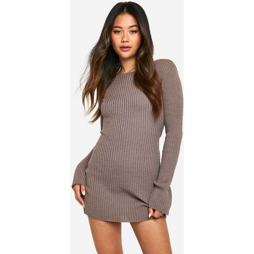 Vestido Mini De Punto Canalé Con Mangas Acampanadas - boohoo - Modalova