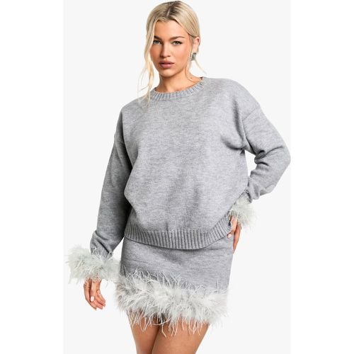 Jersey Oversize De Punto Con Plumas En Los Puños - boohoo - Modalova