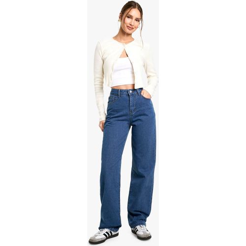 Jeans Basics a vita alta in taglio maschile - boohoo - Modalova