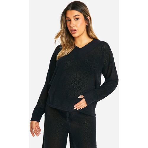 MAGLIA OVERSIZE IN MATERNITY MORBIDO CON TEXTURE E Scollo a V - boohoo - Modalova