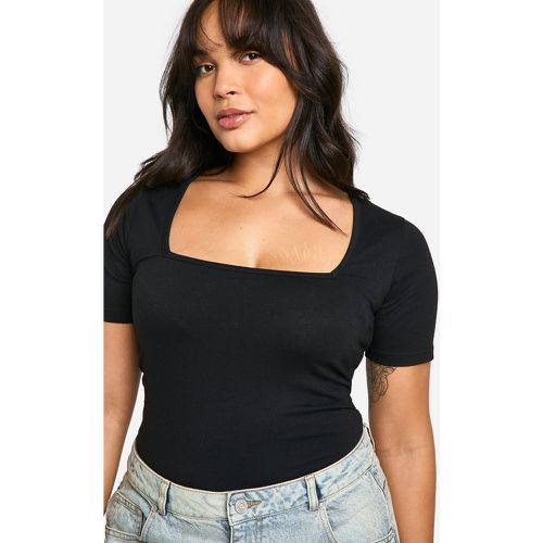 Body Plus Size a maniche corte in cotone con scollo quadrato - boohoo - Modalova