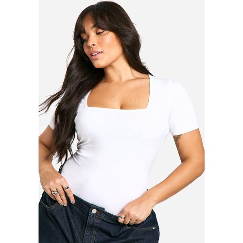 Body Plus Size a maniche corte in cotone con scollo quadrato - boohoo - Modalova