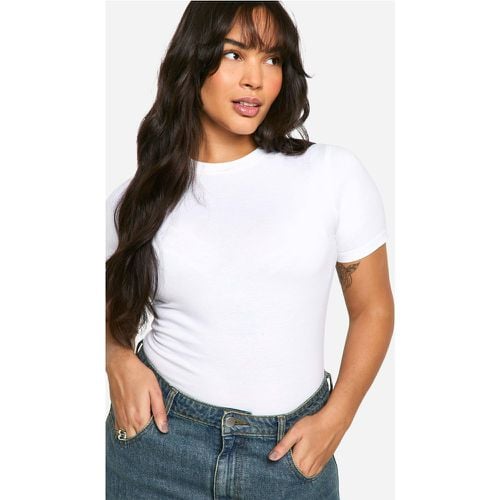 Camiseta Plus De Algodón Ajustada Con Cuello De Caja - boohoo - Modalova