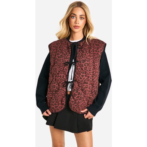 Chaleco Acolchado Con Atadura Y Estampado De Leopardo - boohoo - Modalova