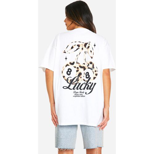 Lucky Cherry Leopard Slogan Printed Oversized T-shirt - boohoo - Modalova