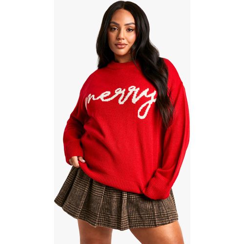 Jersey Plus Oversize Navideño Con Eslogan Merry - boohoo - Modalova