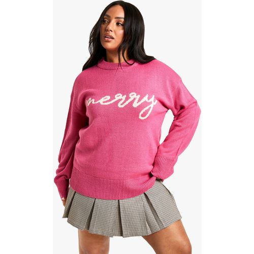 Maglione natalizio Plus Size oversize con slogan Merry - boohoo - Modalova